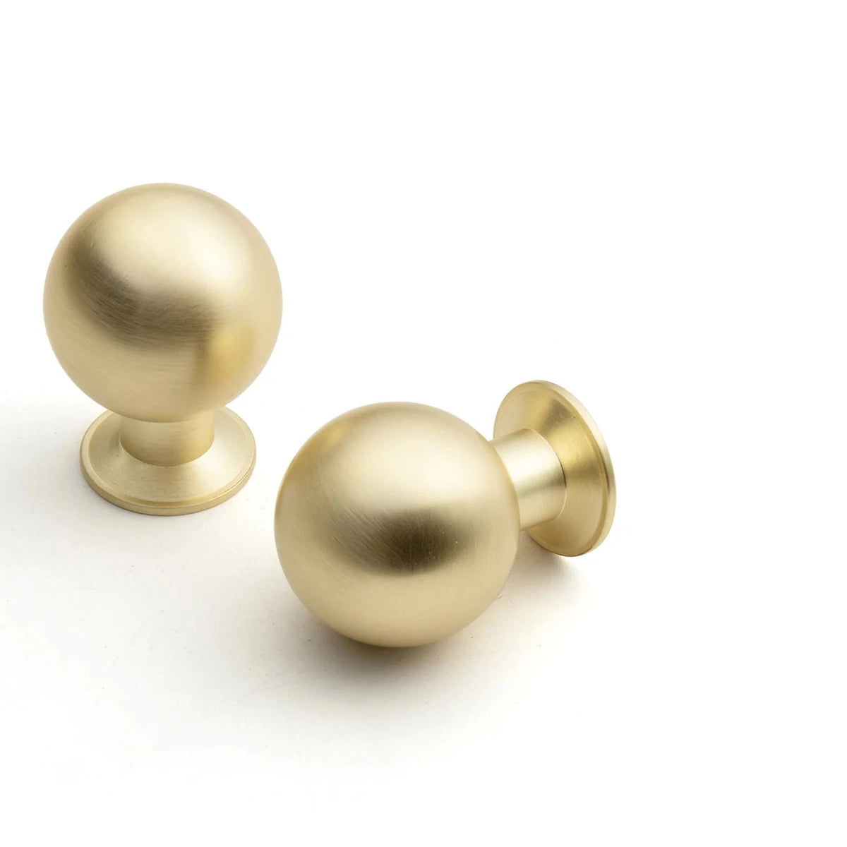 2 pieces brass handles - brushed gold spherical cabinet handles, retro drawer handles, furniture upgrades, elegant sleek design