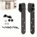 Sliding Barn Door Hardware Kit, Satin Metal Track System with Mounting Brackets and Rollers for Doors, No Long Track Included
