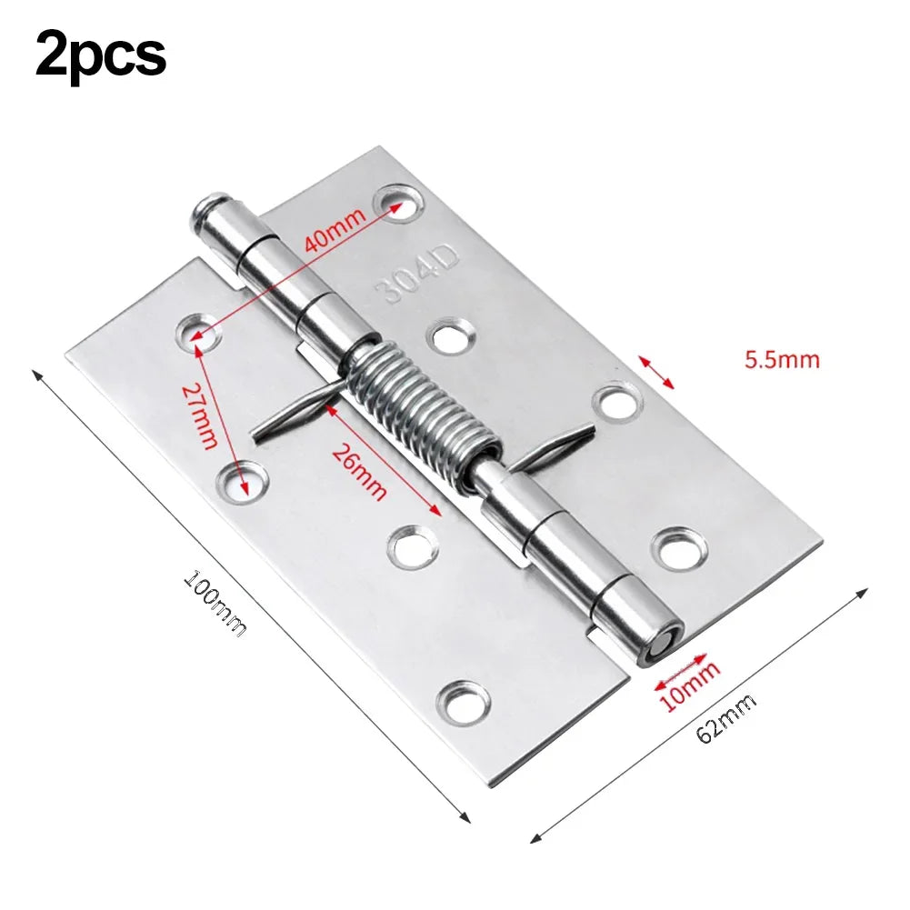 2pcs Self Closing Spring Door Hinge Stainless Steel Hinge For Cabinets Door Closer Automatic Rebound Hinge Furniture Hardware