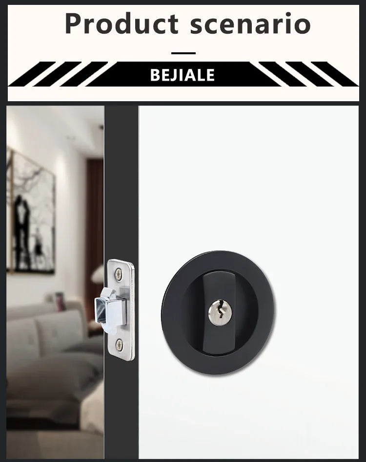 Black Sliding Door Sliding Door Lock Bathroom Balcony Interior Kitchen Double Hook Sliding Door Built-In Invisible Hook Lock