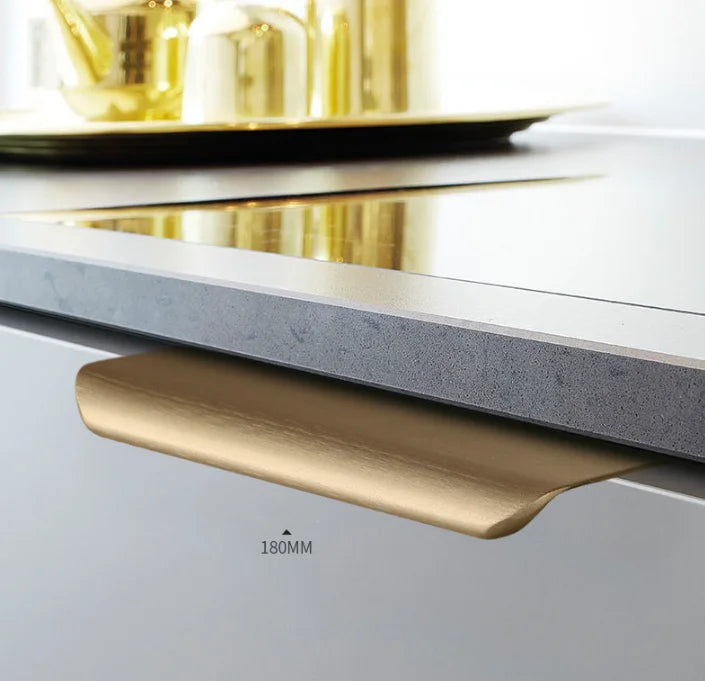 1PC Modern Furniture Hidden Drawer Handle Golden/Black/Rose Gold Hardware Cabinet Knobs Kitchen Accessory Handles Wardrobe Pulls