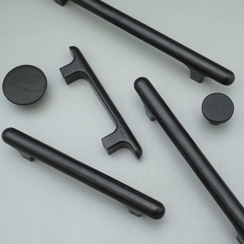 Solid Wood Cabinet Handles Modern Drawer Knobs Black Wardrobe Pulls Walnut Oak Cupboard Door Handle Furniture Hardware 320mm