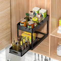 Under Sink Organizers and Storage Space-Saving Cleaning Supplies 2 Tier Sliding Under Shelf Organizer for Kitchen & Bathroom