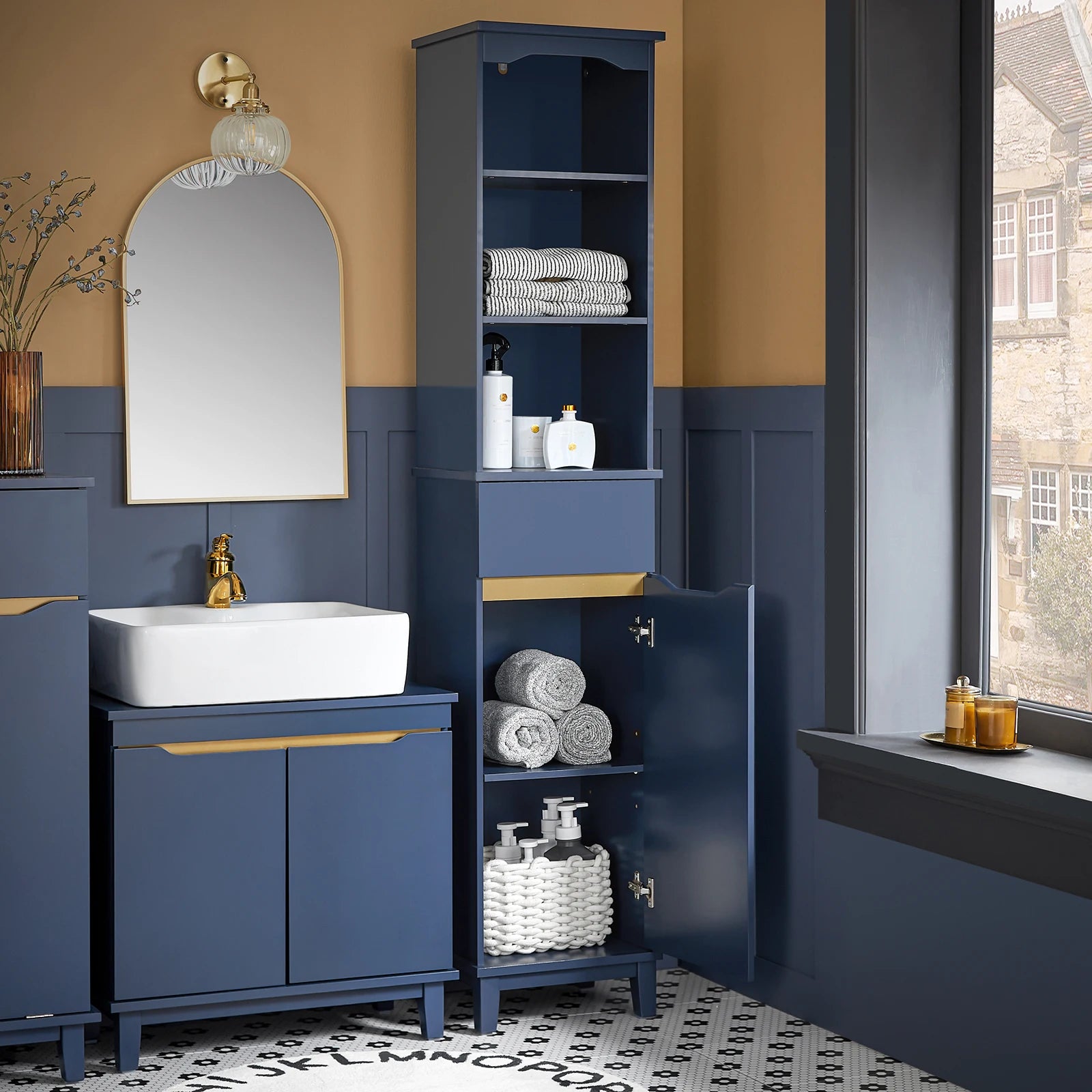 SoBuy BZR112 High wardrobe bathroom wardrobe bathroom wardrobe narrow bathroom shelf bathroom wardrobe bathroom furniture BHT approx. 35x170x30