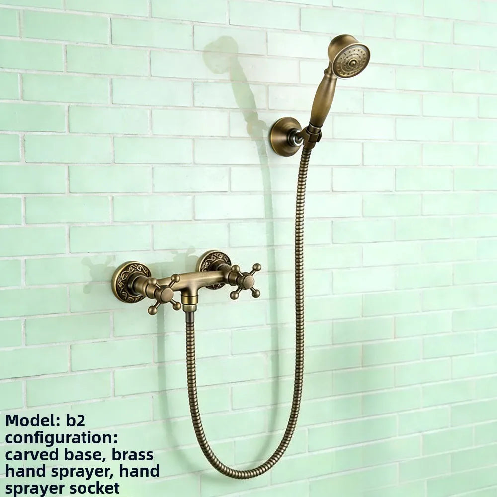 Household bathroom  rain shower set Antique brass, bathtub faucet shower system