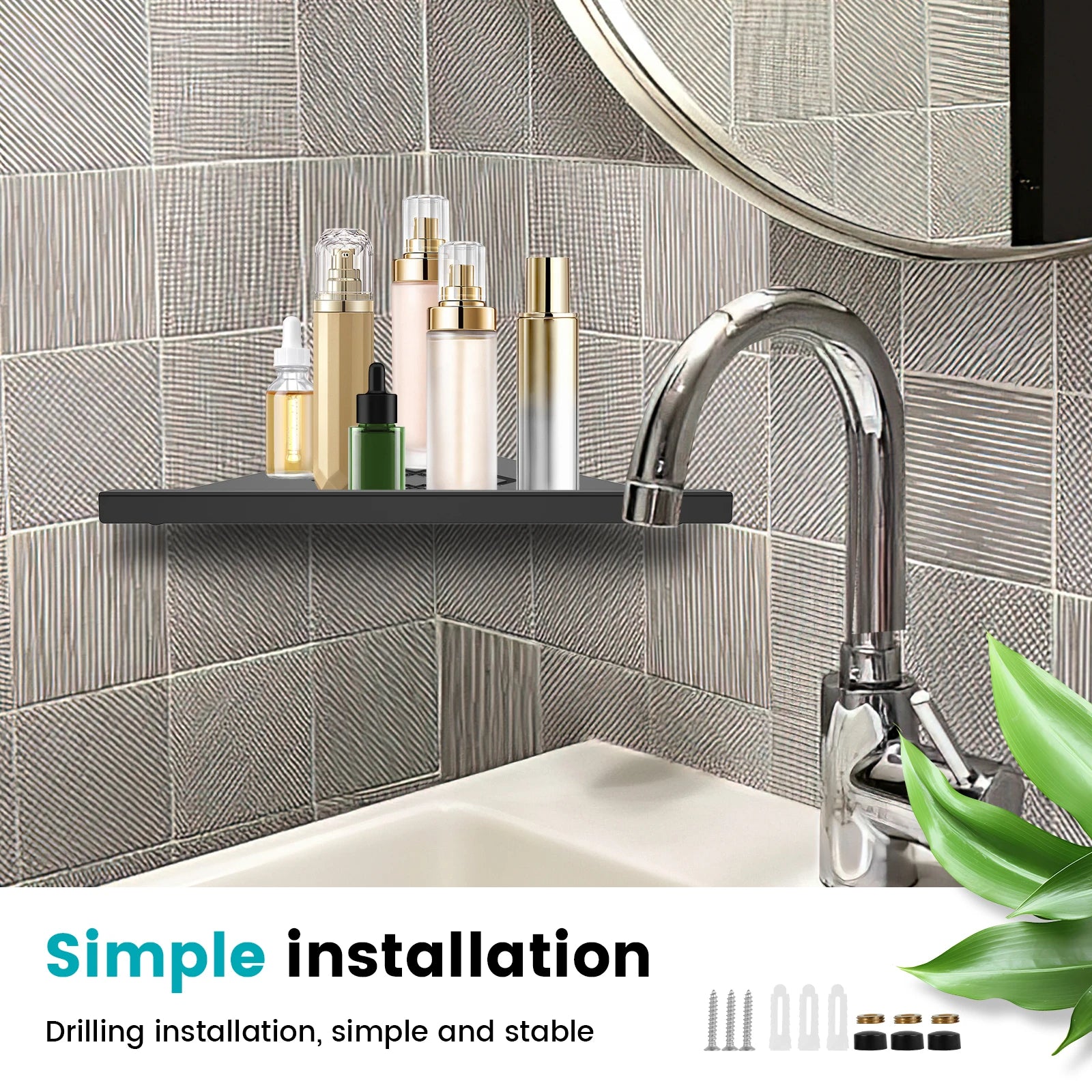 Stainless Steel Bathroom Shelf Shampoo Makeup Shower Storage Shelf Bathroom Wall Mount Corner Organizer Rack