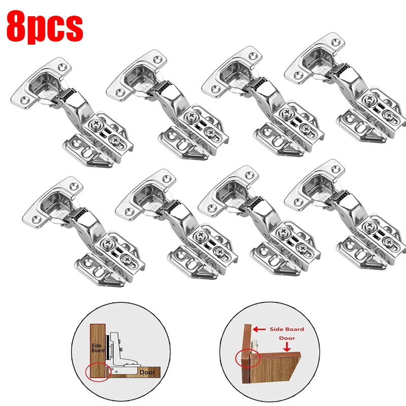2-20Pcs Stainless Steel Cabinet Door Hinges Hydraulic Damper Buffer Soft Close Quiet Wardrobe Door Concealed Hinges with Screws