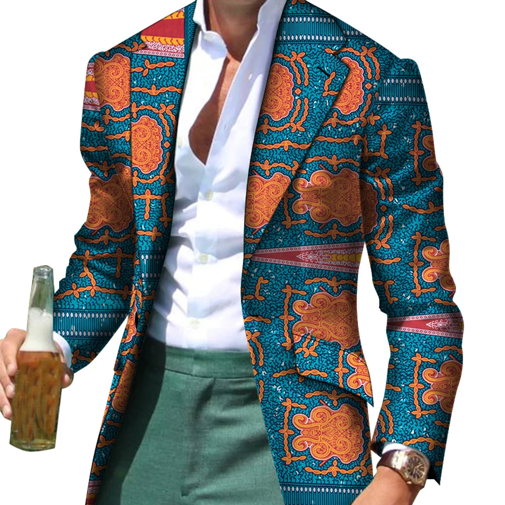 African Men Clothes Smart Causal Customized Slim Fit Fancy Suit Blazer Jackets Formal Coat Business Dashiki Party Wedding WYN530