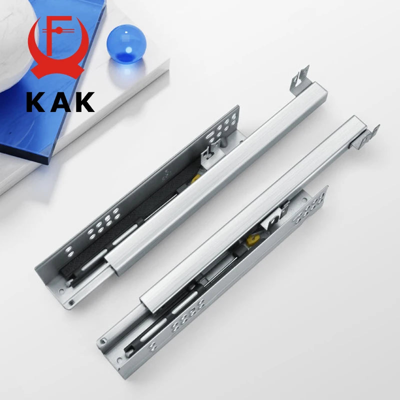 KAK 10"-20" Under Mount Drawer Slide Rails Soft Close 2 Section Hidden Rail Tracks 25KG Drawer Runner Hydraulic Damper Buffer