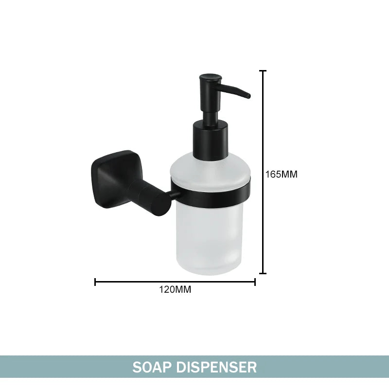 Matte Black Bathroom Accessories Set Wall Mount Stainless Steel Clothes Hook Toilet Paper Holder Towel Bar Hardware Pendant