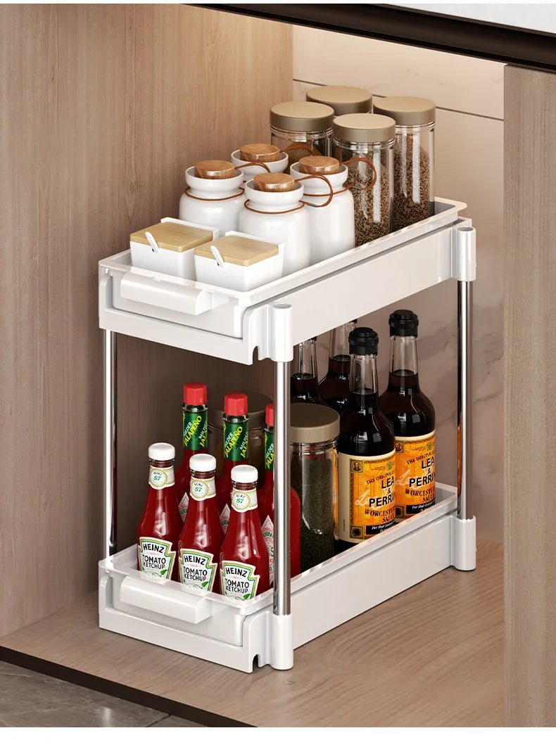 Kitchen Pull Out Dish Racks With Drainboard Drawer Storage Sliding Mesh Cabinet Basket for Accessorie Pull Out Cabinet Organizer