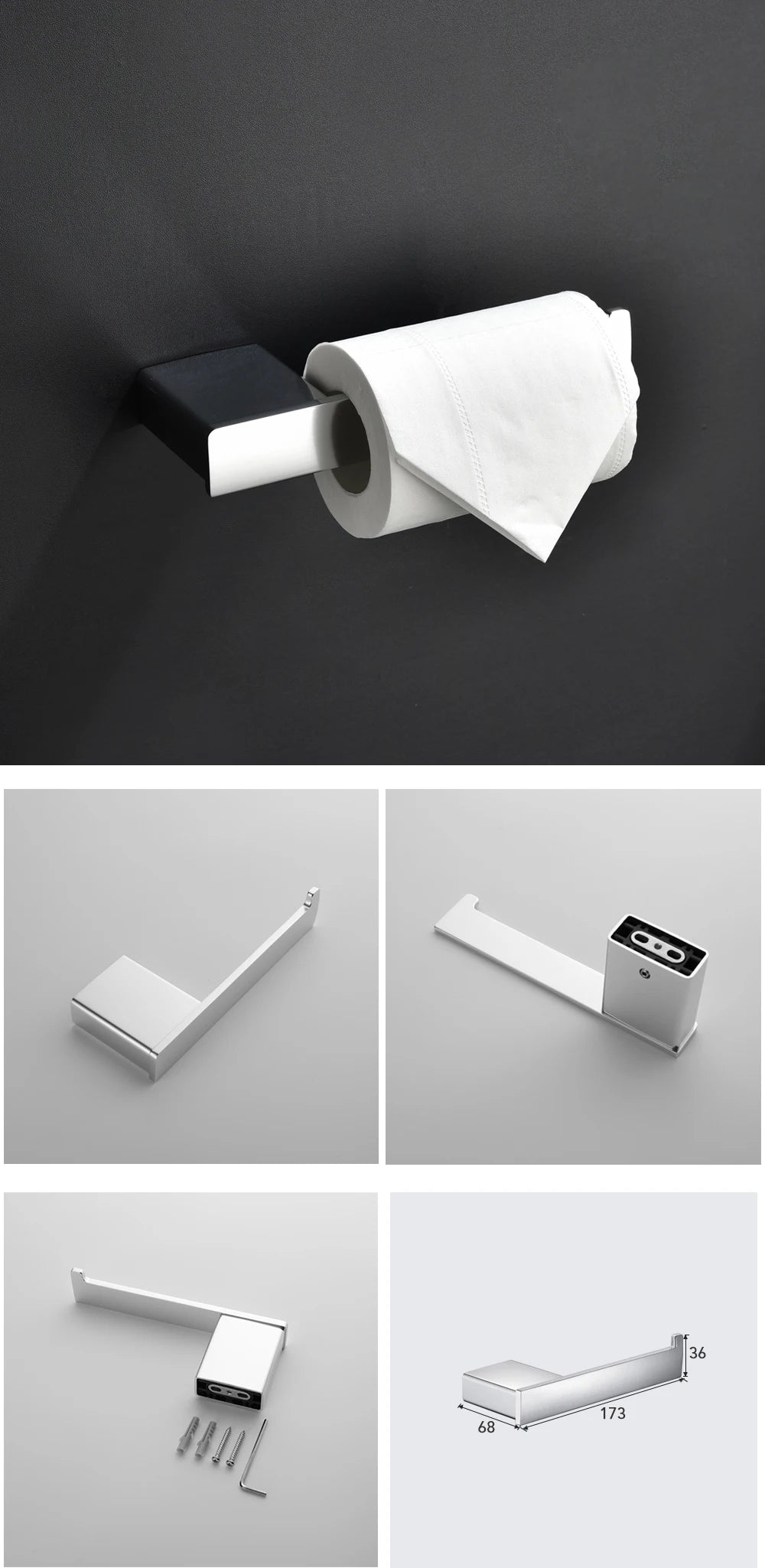Aluminum Bathroom Accessories Sets Roll Paper Holder Toilet Brush Holder Ceramic Holder Towel Bar Towel Holder Robe Hook Anodize