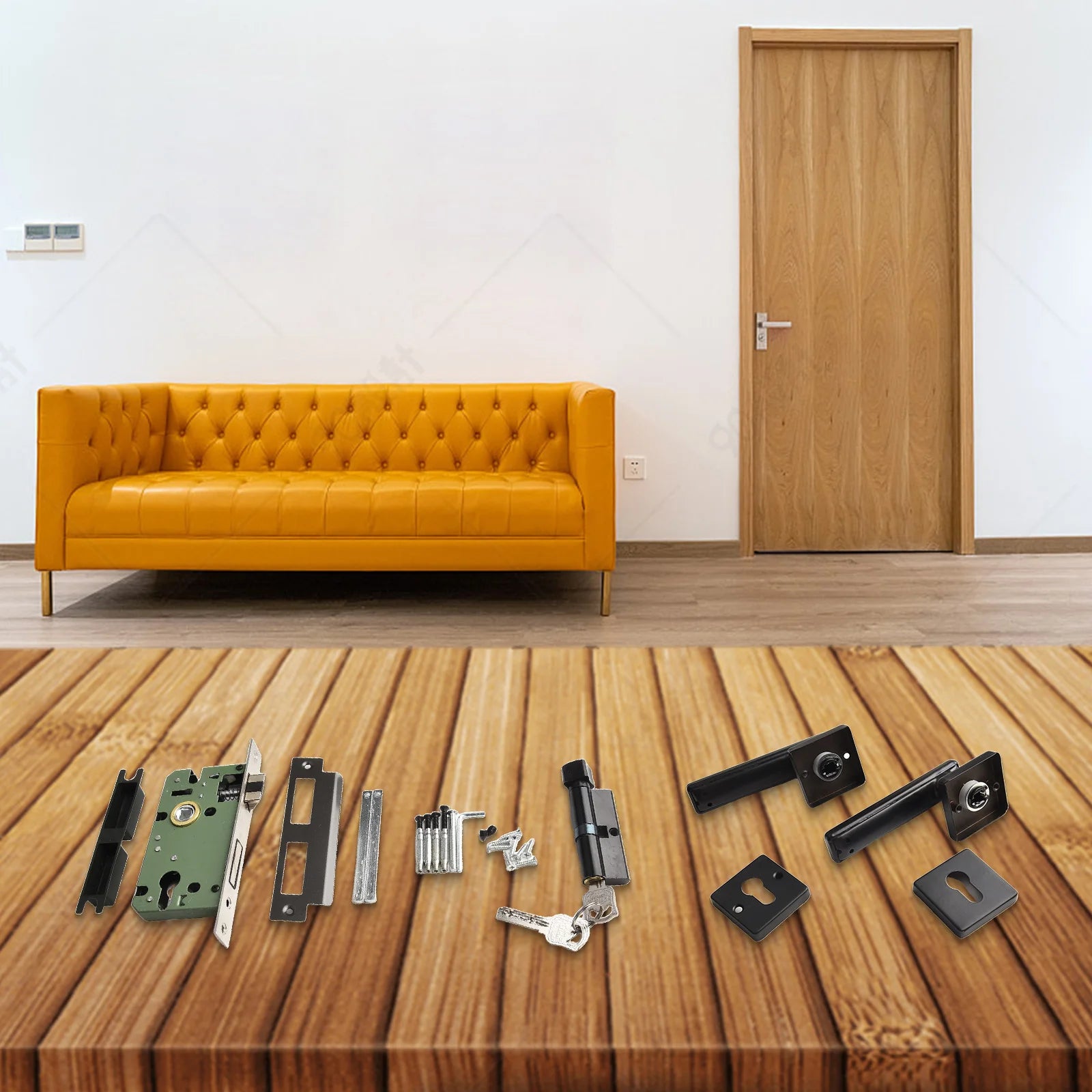 For Bedroom Interior Door Handle Lock Black Door Lock Reliable Security Versatile Application For Living Room Doors