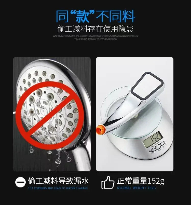 Bathroom Shower Head 300-Hole Square Hand-Held Pressurized Shower Nozzle Bath Shower Pressurized Head Water-Saving