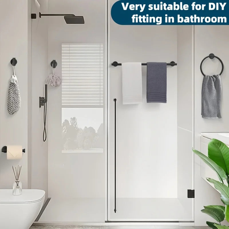 5 Piece Bathroom Hardware Set Wall-mounted Stainless Steel Towel Bar Towel Ring Toilet Paper Holder Hook Bathroom Accessories