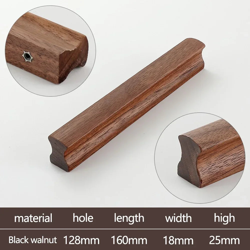 Wooden Furniture Handles Walnut Kitchen Cabinet Handles Drawer Knobs Handles for Cabinets and Drawers Long Wardrobe Pulls