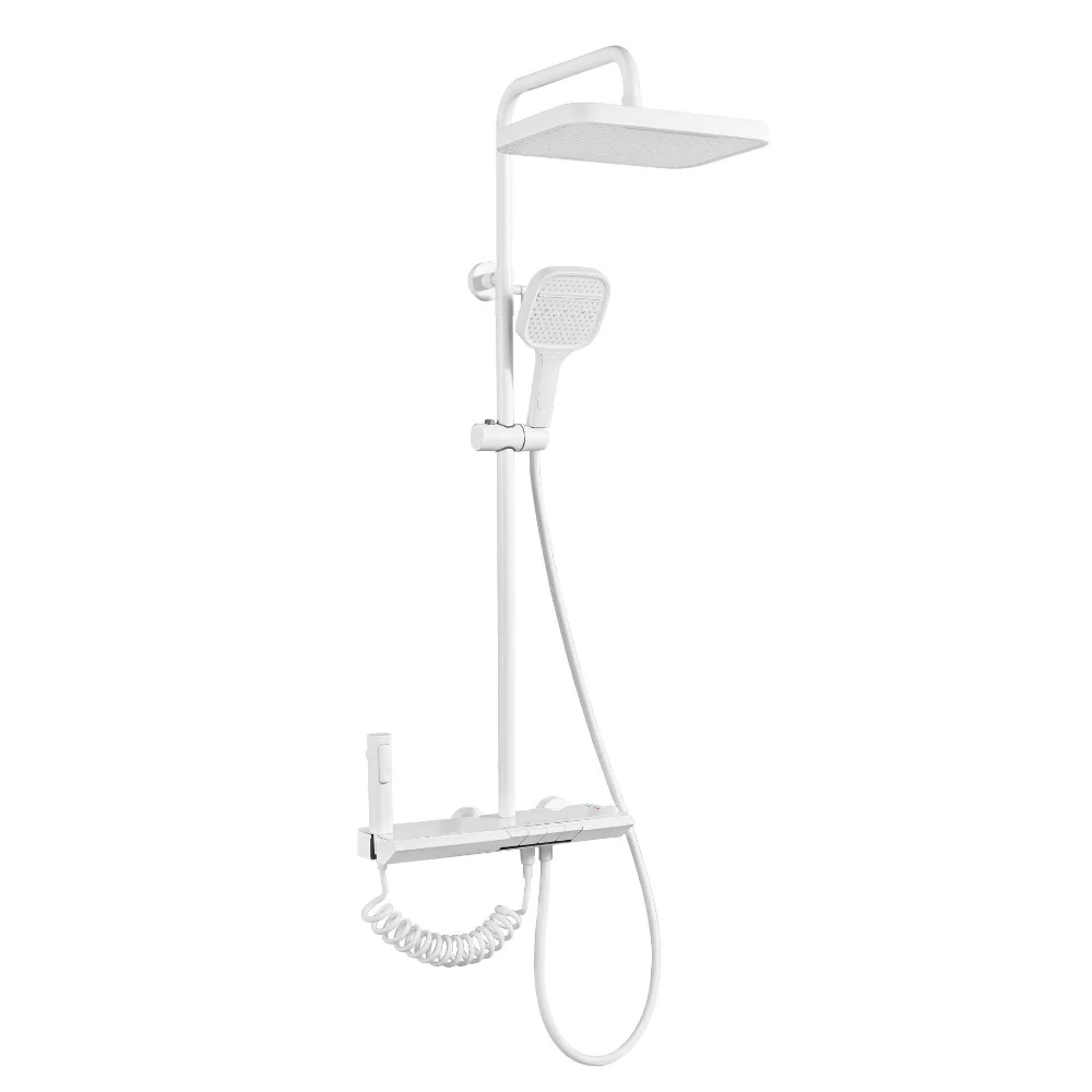 Hot Cold Water Mixer Bathroom Contemporary Exposed Shower Faucet System Brass Rainfall Adjust The Temperature Shower Set