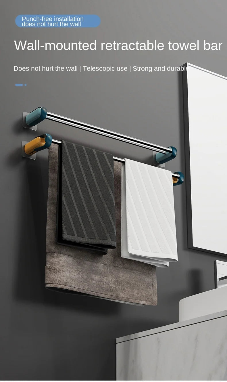 Wall-Mounted Bathroom Hook, Toilet Perforated Towel Storage Rack, Bathroom Towel Storage Rack, Kitchen Wipes Hanging Gadgets