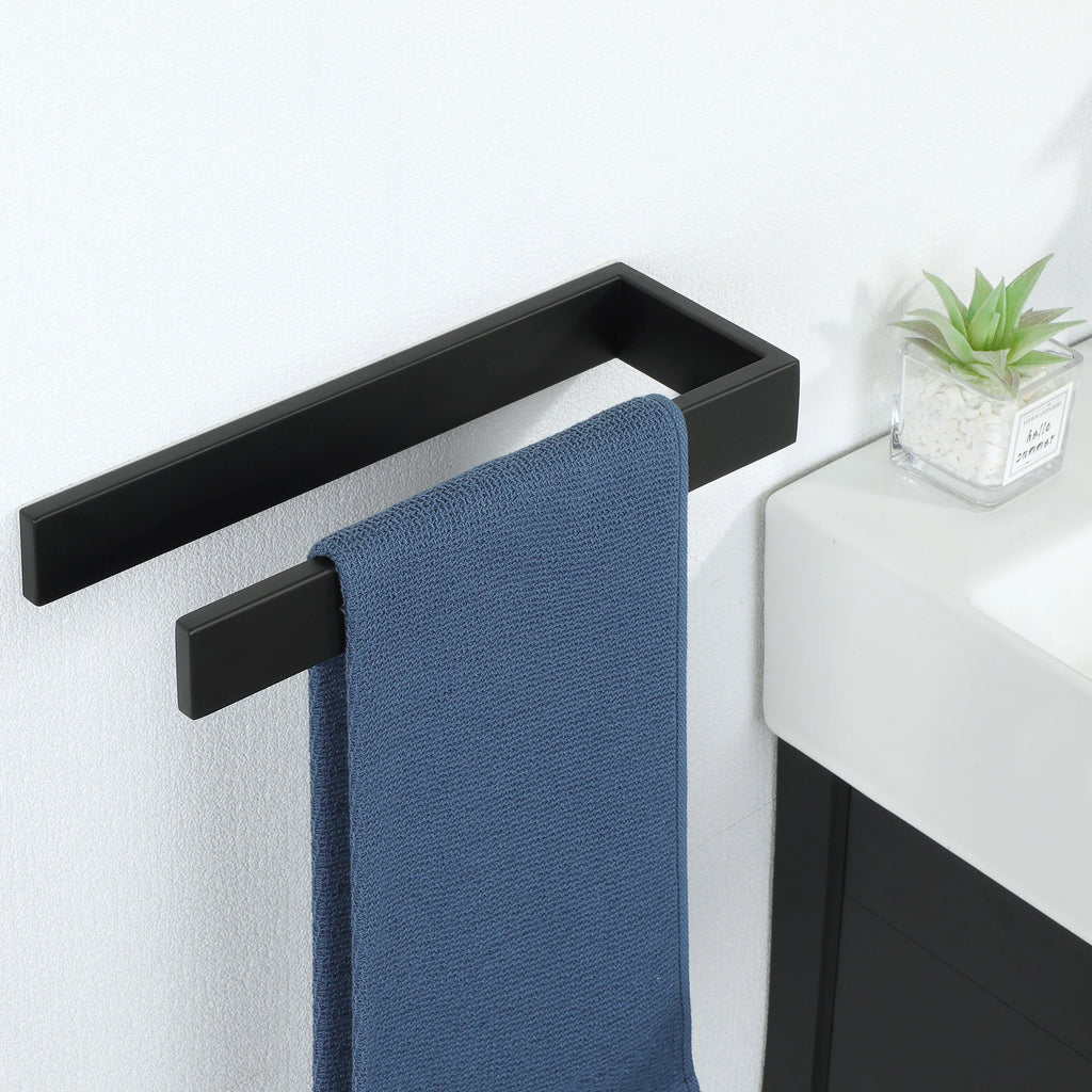 Bathroom Hardware Black Bath Robe Hook Towel Rail Bar Rack Bar Shelf Tissue Paper Holder Bathroom Accessories