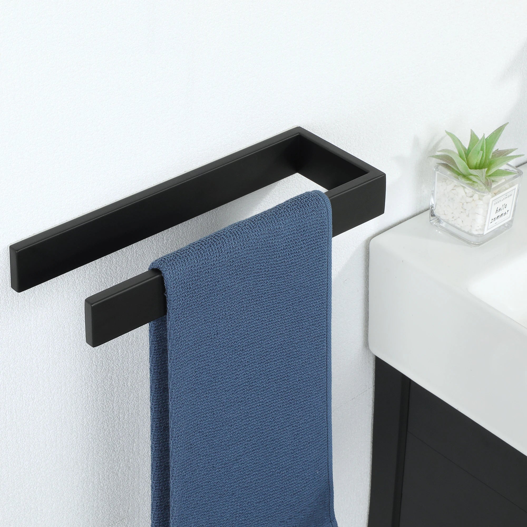 Bathroom Hardware Black Bath Robe Hook Towel Rail Bar Rack Bar Shelf Tissue Paper Holder Bathroom Accessories