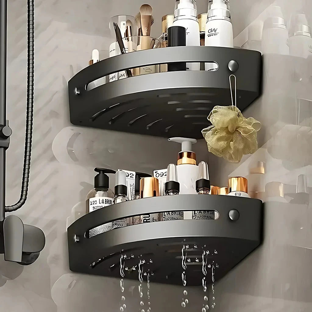 2PCS Bathroom Shelf Plastic Shampoo Rack Shower Rack No Drill Shelf Kitchen Storage Rack Bathroom Accessories