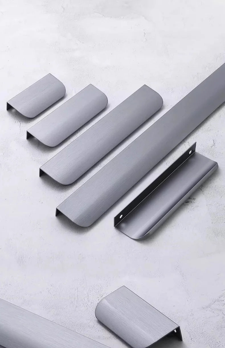 Hidden Minimalist Cabinet Handles for Kitchen Wardrobe | No Drilling Black Edge Pulls | Custom Length 80mm-1200mm Modern Design