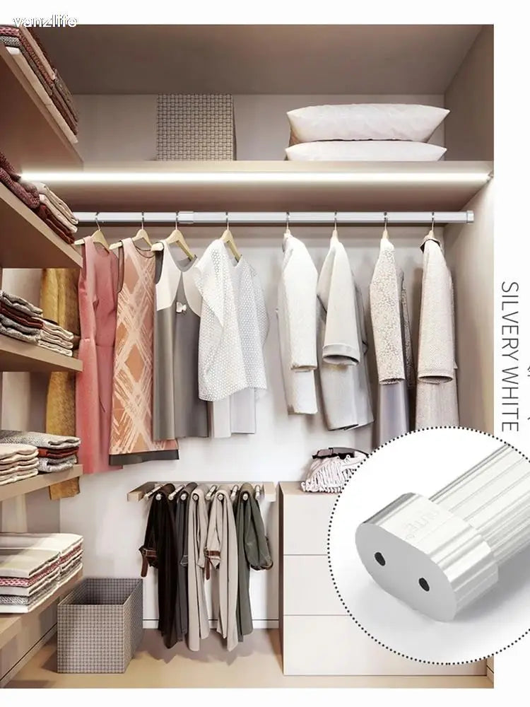 vanzlife Useful Extendable Stainless Steel Wardrobe Clothes Rod Adjustable Closet Rail Pole Curtain Telescopic Hanging Rod 46~95