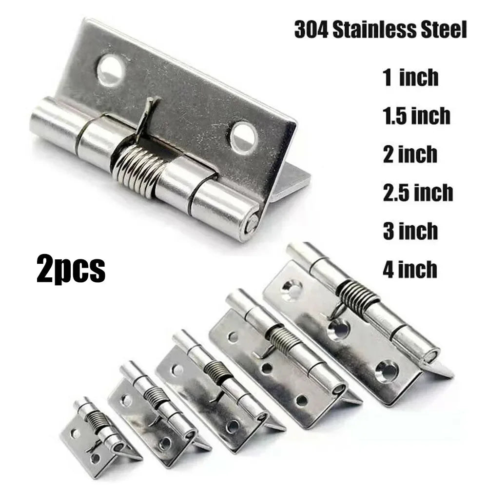 2pcs Spring Hinges Self Closing Stainless Steel Spring Door Hinge Hardware 1/1.5/2/2.5/3/4Inch For Doors Gift Boxes Cabinets