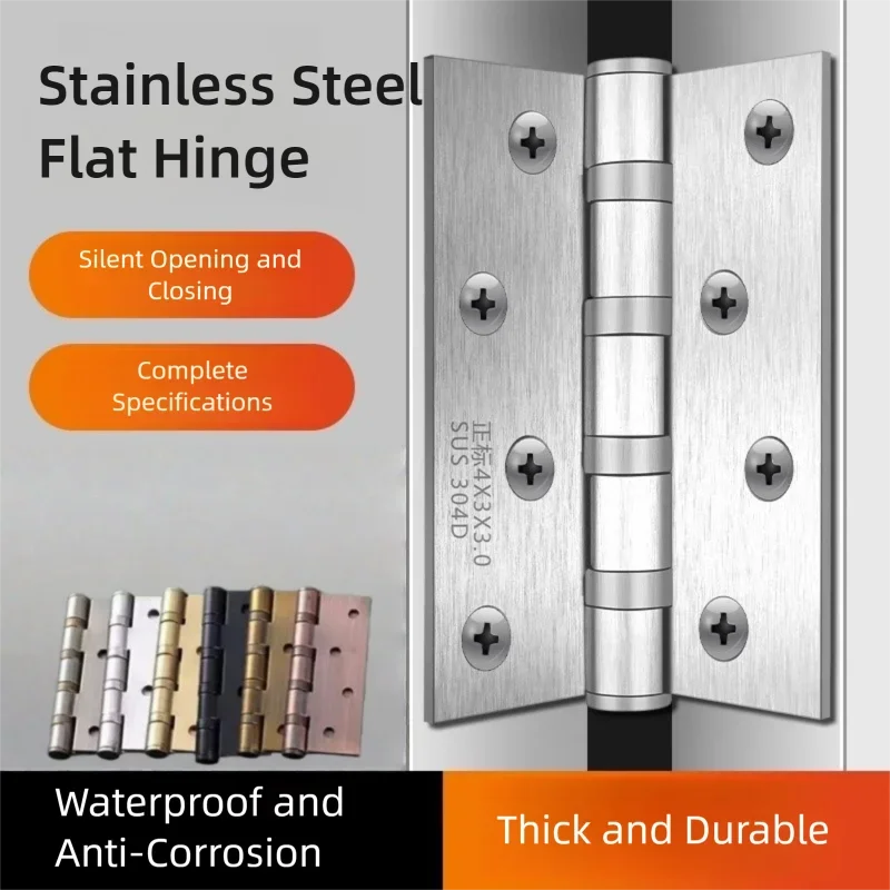 A Pair Of Stainless Steel Door Butt Hinges Furniture Hardware Decorative Accessories 4/5 Inch High-Quality Folding Hinges