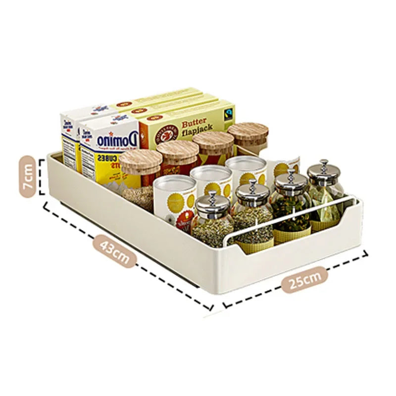 1pc Kitchen Storage Rack with Slide Rails Pull-out Kitchen Drawer Type Storage Tray Spice Box Storage Rack Cabinets Organizer