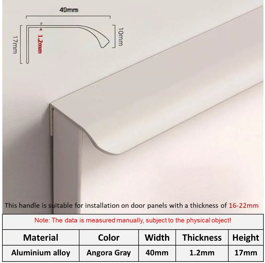 Hidden Minimalist Cabinet Handles for Kitchen Wardrobe | No Drilling Black Edge Pulls | Custom Length 80mm-1200mm Modern Design