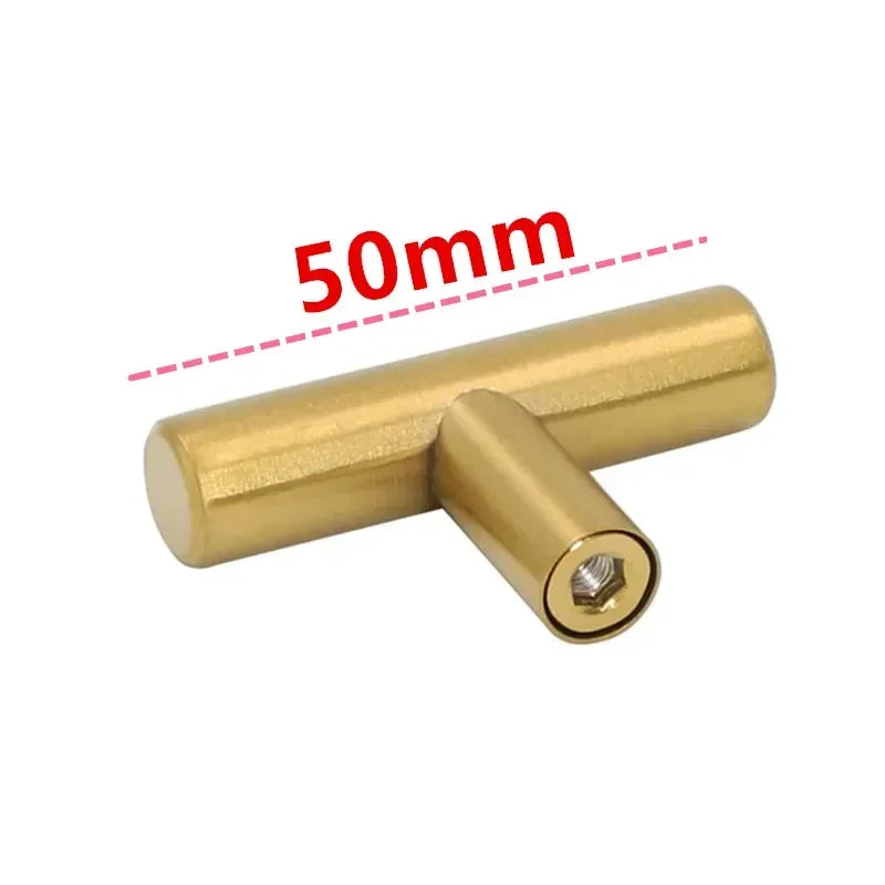 T Modern Minimalist Handles Brushed Brass Gold Cabinet Door Handles Zinc Alloy Bath Drawer Handles Kitchen Furniture Hardware