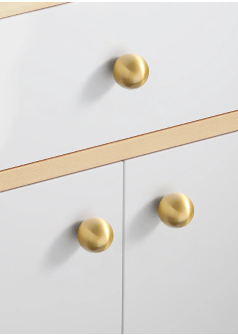 Brass Round Ball Furniture Handles Drawer Knobs Cabinet Gloden Wardrobe Door Pulls  Modern Minimalist Bathroom cabinet
