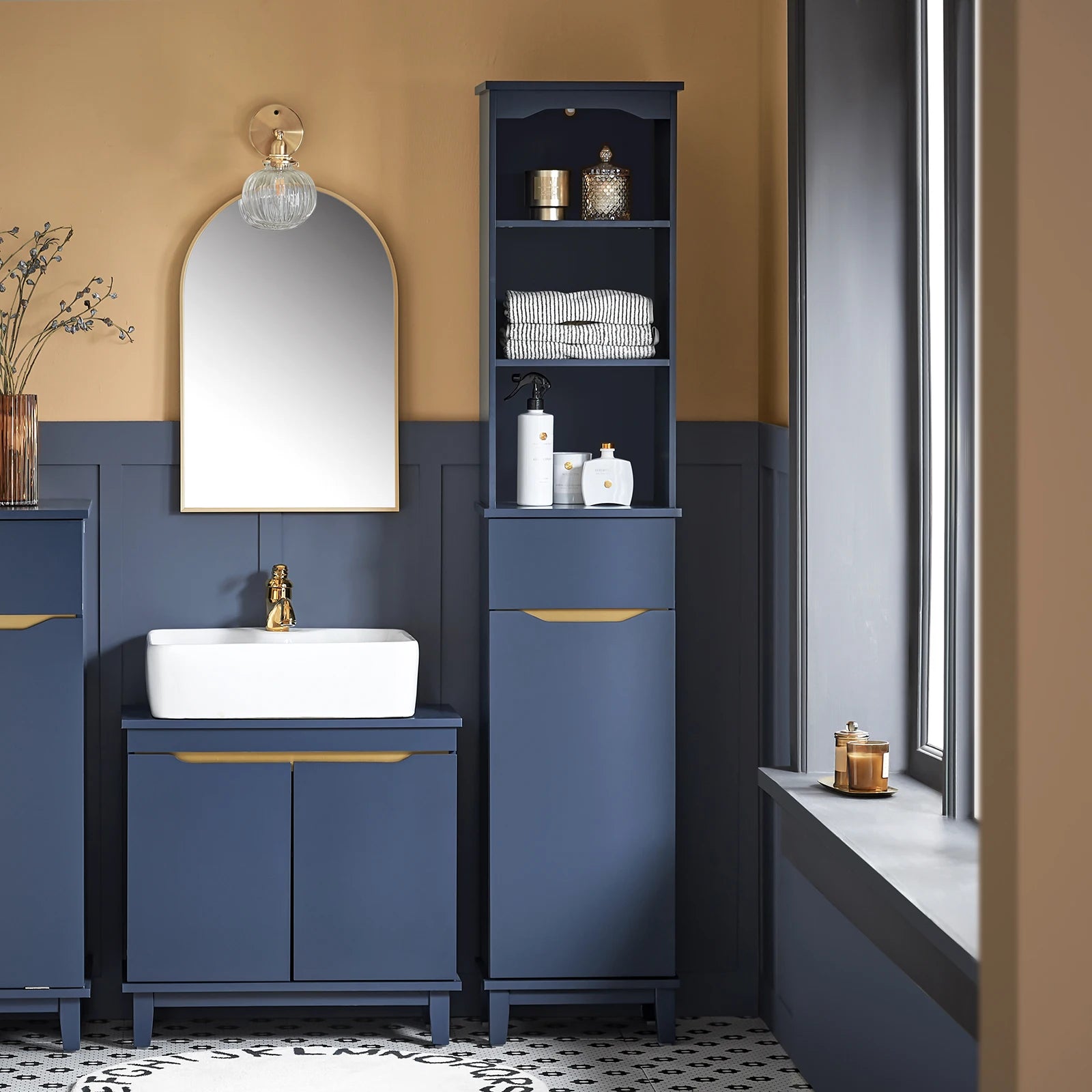 SoBuy BZR112 High wardrobe bathroom wardrobe bathroom wardrobe narrow bathroom shelf bathroom wardrobe bathroom furniture BHT approx. 35x170x30