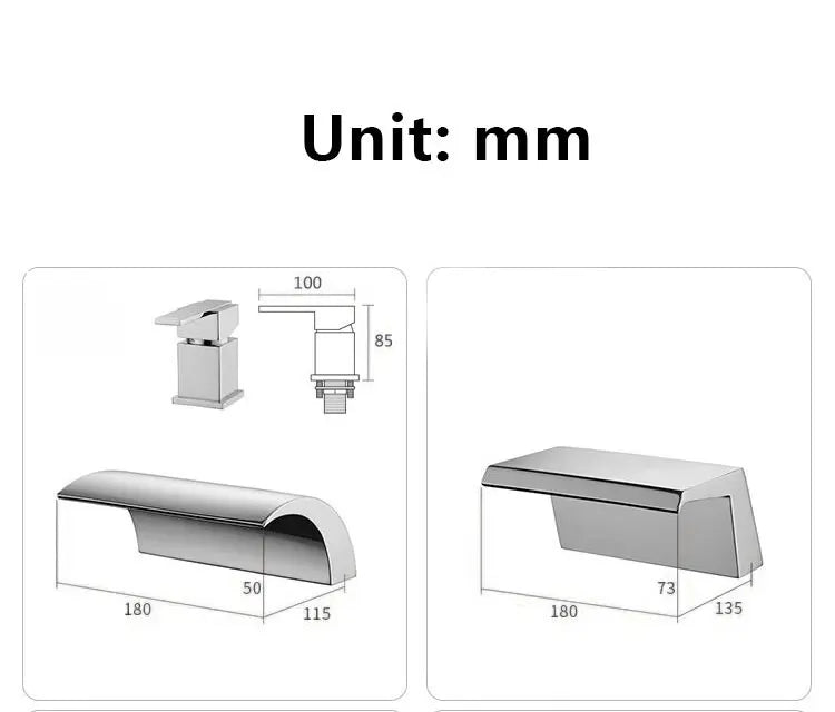 Bathroom waterfall bathtub faucet two-hole cold and hot water Single handle control Sink faucet shower