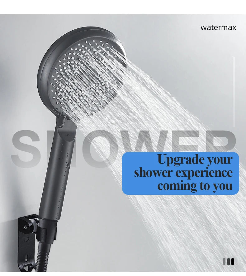 Shower Head 3 Mode Rainfall ABS Round High Pressure Turbo Spray Nozzle Adjustable Black Eco Shower Bathroom Accessories FR102