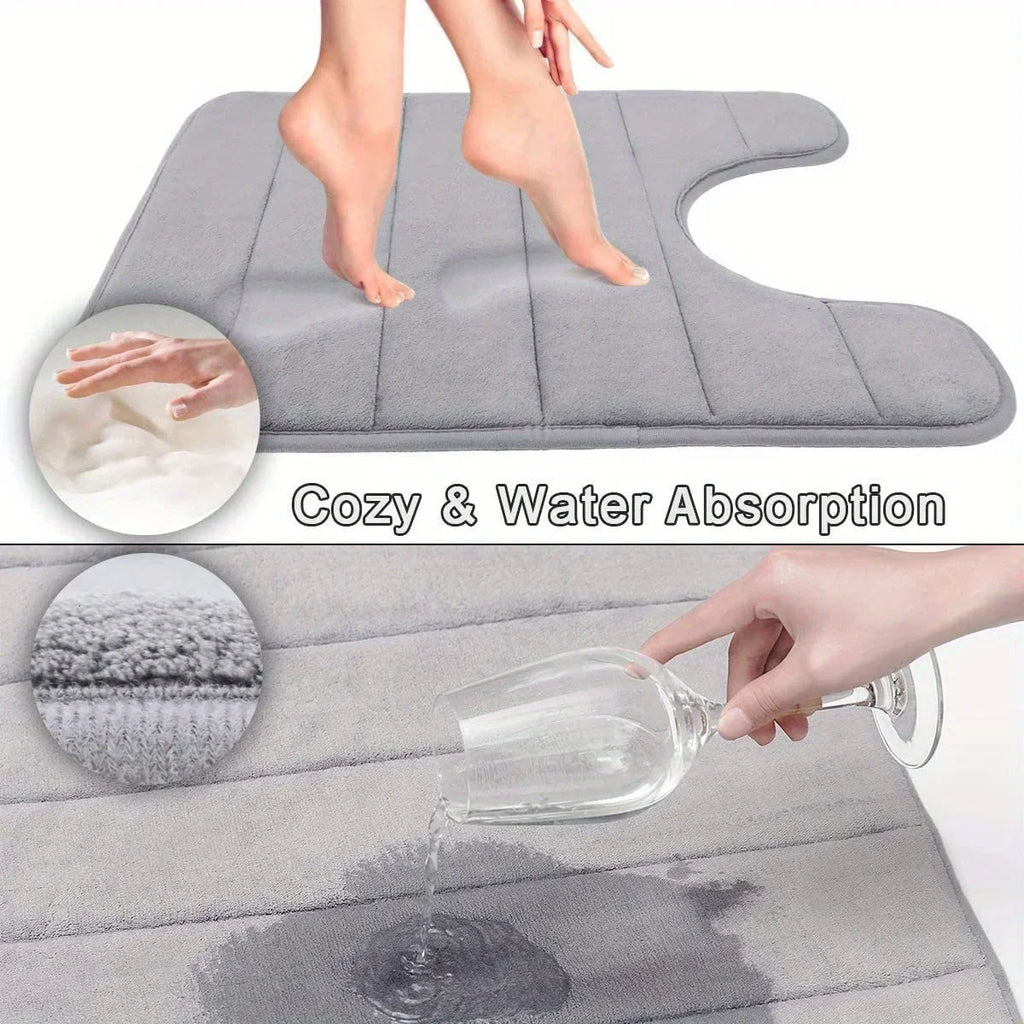 U-shaped Bathroom Carpet Toilet Mat Bathroom Mat Bathroom Carpet Memory Foam Bathroom Mat Anti-skid Super Absorbent