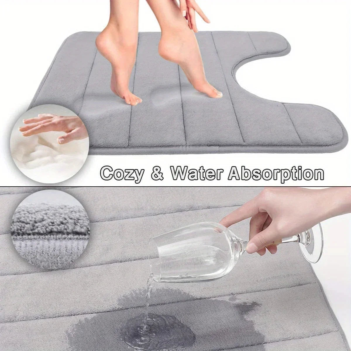 U-shaped Bathroom Carpet Toilet Mat Bathroom Mat Bathroom Carpet Memory Foam Bathroom Mat Anti-skid Super Absorbent
