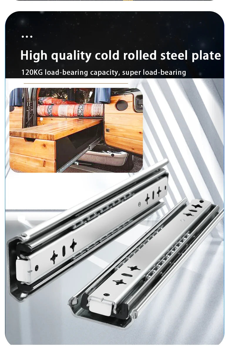 1 Pair Heavy Duty Locking Drawer Slides 10-60 Inch 250 Lb Load Capacity Side Mount Full Extension Ball Bearing Industrial Rail