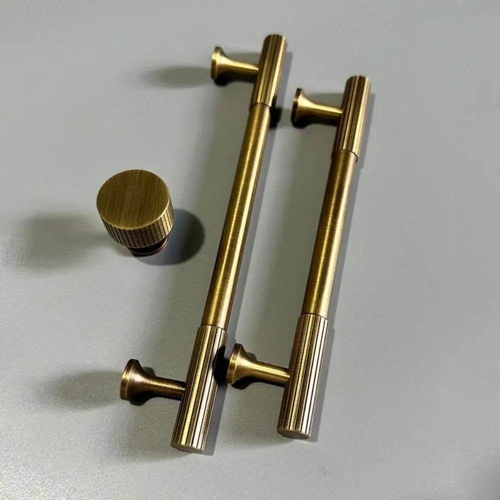 Bronze Bronze Cabinet Handles Wardrobe Pulls Antique Solid Brass Knurled Handle T-bar Door Knobs Furniture Door Pull
