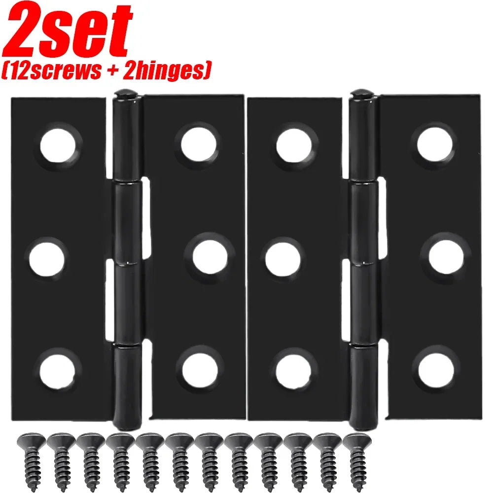 2 Inch Stainless Steel Folding Door Hinges with Screws Cabinet Doors Windows Wooden Box Flat Hinge Home Furniture Hardware