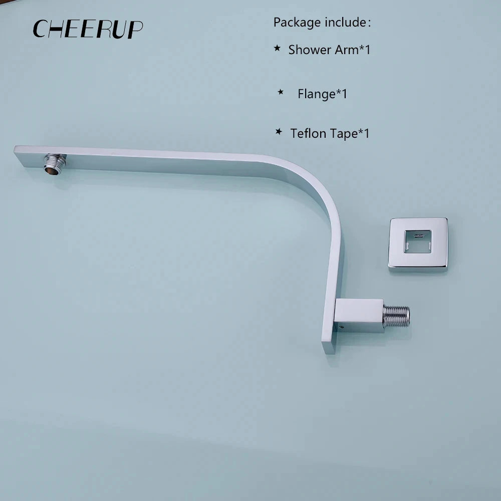 40cm Brass Wall Shower Extension Arm Mounted Bathroom Rainfall Head Elbow Bracket Pipe Bath Tube Bathroom Hardwares Accessories.