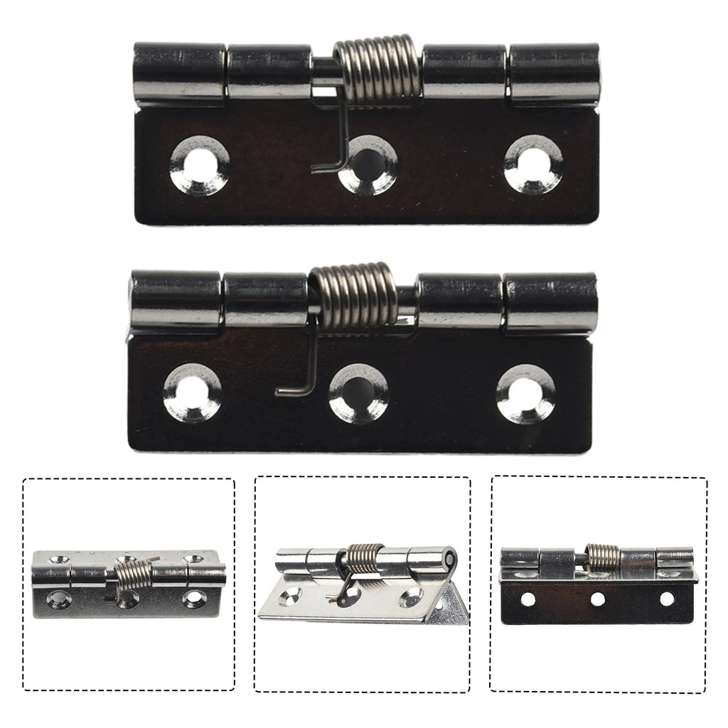 2pcs 1/1.5/2/3Inch Silver Spring Door Hinge Stainless Steel Self Closing Design Windows Cabinets Boxes Household Hardware