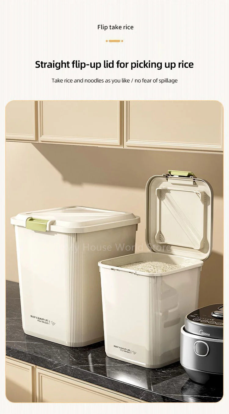 10KG Rice Container Rice Storage Box Sealed Cereal Dispenser with Buckle Insect Proof Grain Pet Food Container Kitchen Organizer