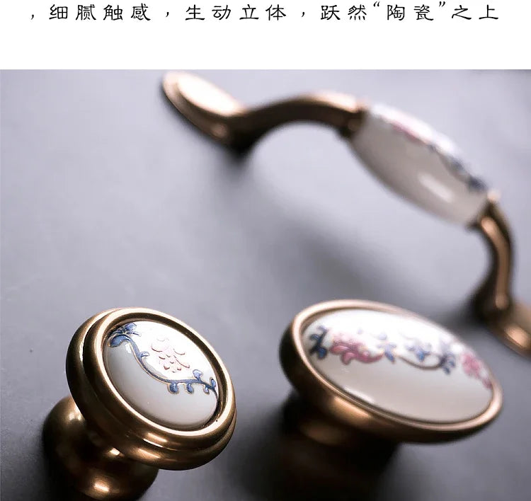 ceramic handle American retro cabinet door modern minimalist European style drawer cabinet wardrobe cabinet handle
