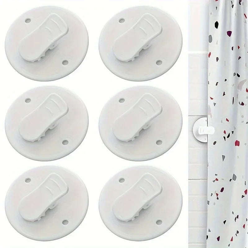 Shower Curtain Clips Shower Room Curtain  Adhesive Windproof Splash Clips Bathroom Curtain Weight Clip Windproof Splash Guard