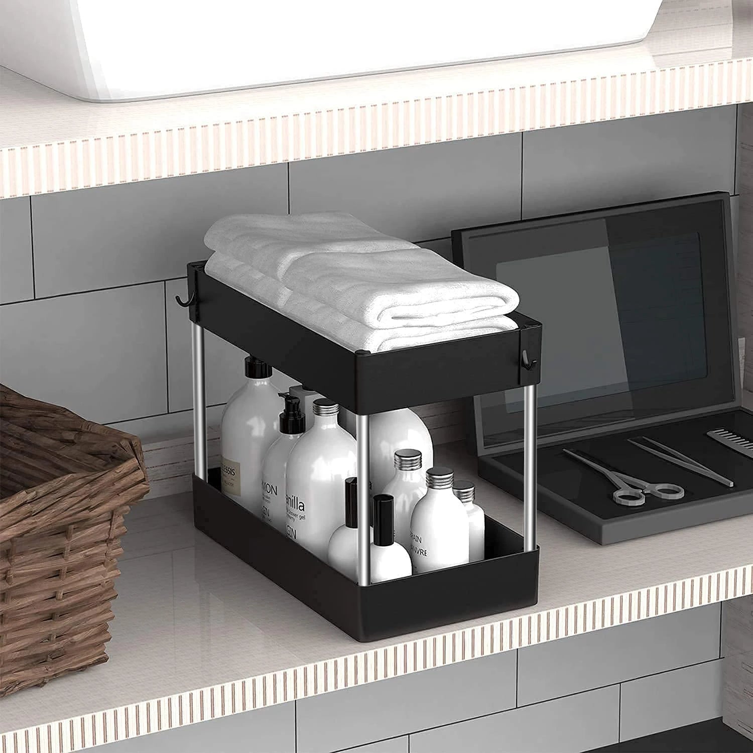 2 Tier Under Sink Organizer Drawer Organizers Storage Rack Kitchen Organizer Cabinet Organizer Storage Holder Kitchen Spice Rack