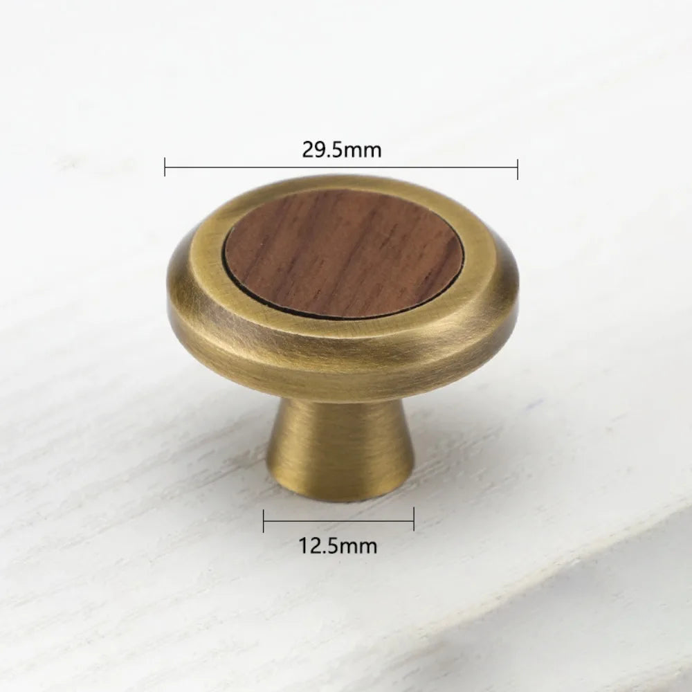 Brass Brass Cabinet Handles Walnut Vintage Design Walnut Knobs European Style Wooden American Retro Knobs Kitchen Cupboard