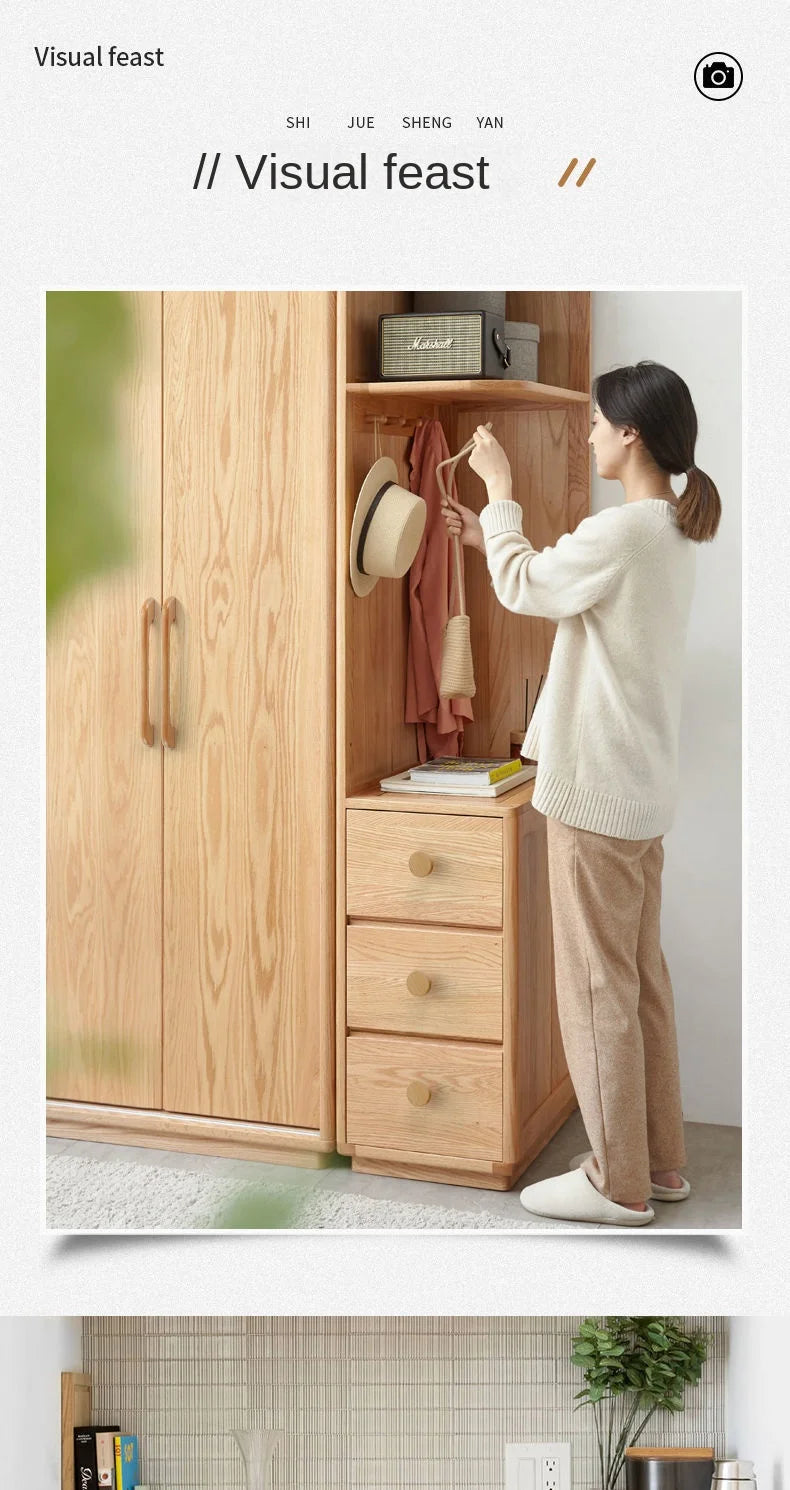 Simple Modern Wooden Cabinet Round Single-hole Handle Drawer Door Kitchen Shoe Cabinet Solid Wood Log Handle