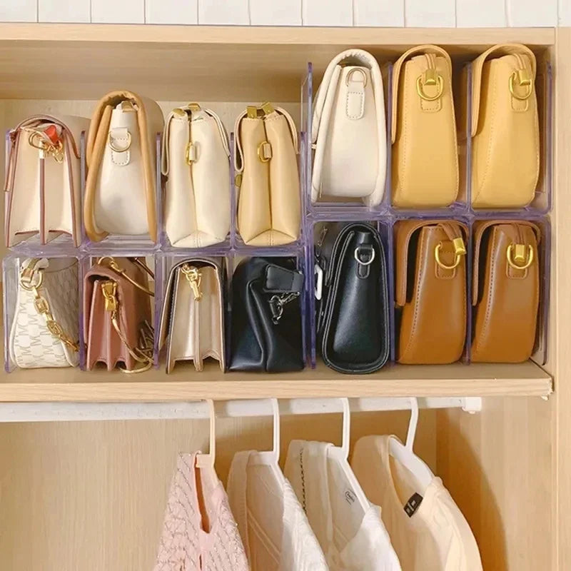 Handbag Storage Organizer Rack Wardrobe Divider Shelf Bag Storage Rack Transparent Purse Handbag Divider Shelf Bags Display Rack